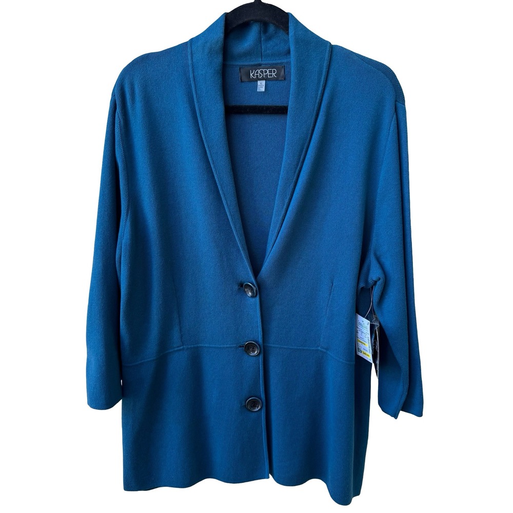 Kasper Minimalist Professional Shawl Collar Knitwear Cardigan Sweater XL NEW